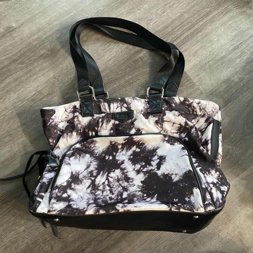 Aimee Kestenberg Lighten Up Vanilla Black/White Tie Dye Nylon Tote purse